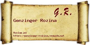 Genzinger Rozina névjegykártya